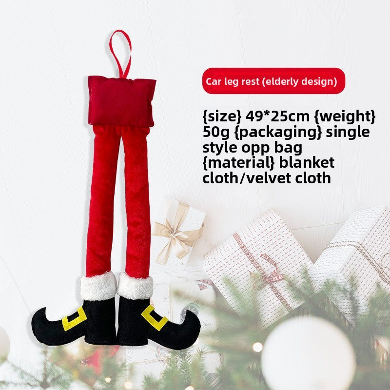 Cross Border New Christmas Striped Red Elf Leg Hanging Tree Decoration Car Clip Leg Decoration Fireplace Party Decoration